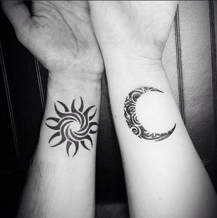tatuagem casal sol e lua